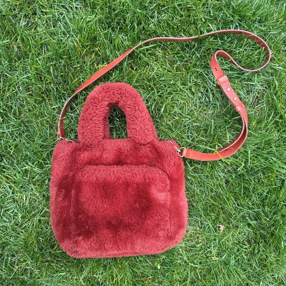 Madewell Red Faux Fur and Lesther Women's Bag
